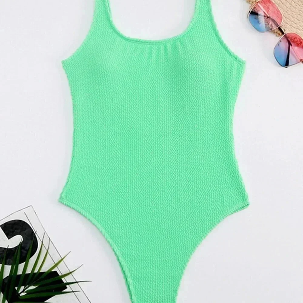 Mint Green Women's Solid Color Sport One Piece Swimsuit Candy Color